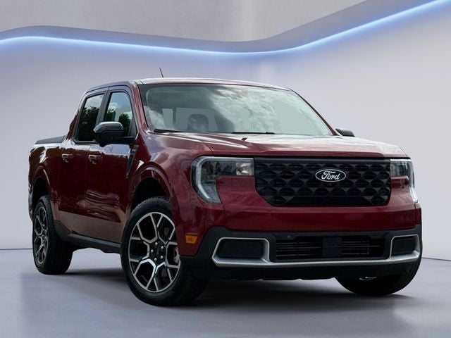 2025 Ford Maverick Lariat in Ruby Red Metallic — front three-quarter view