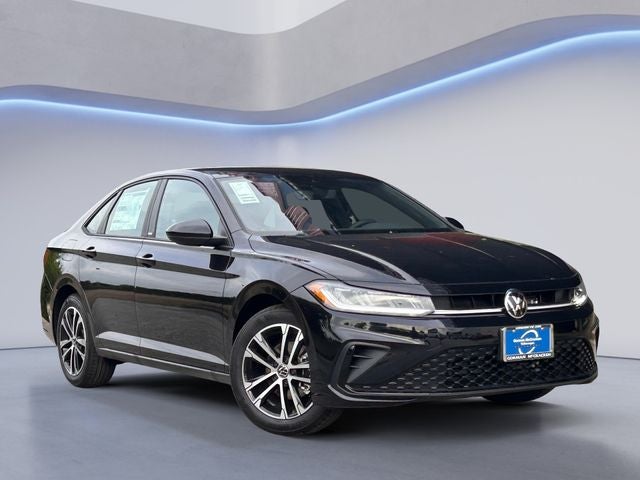 2026 Volkswagen Jetta 1.5T Sport in Deep Black Pearl — front three-quarter view